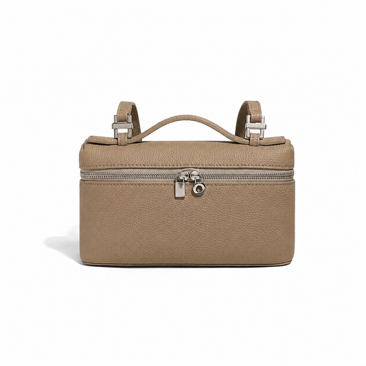 Sac Camélia beige en cuir véritable avec bandoulière – Lana Paris