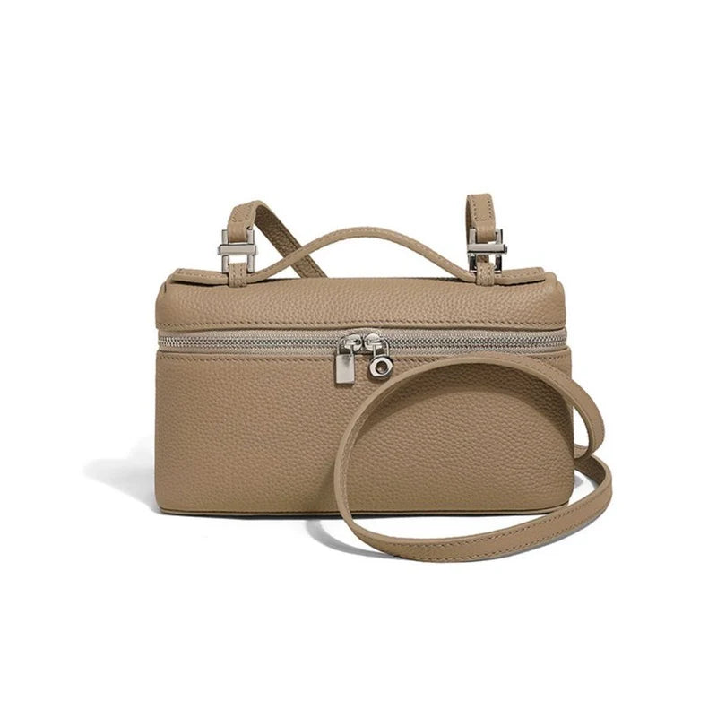 Sac Camélia beige en cuir véritable avec bandoulière – Lana Paris