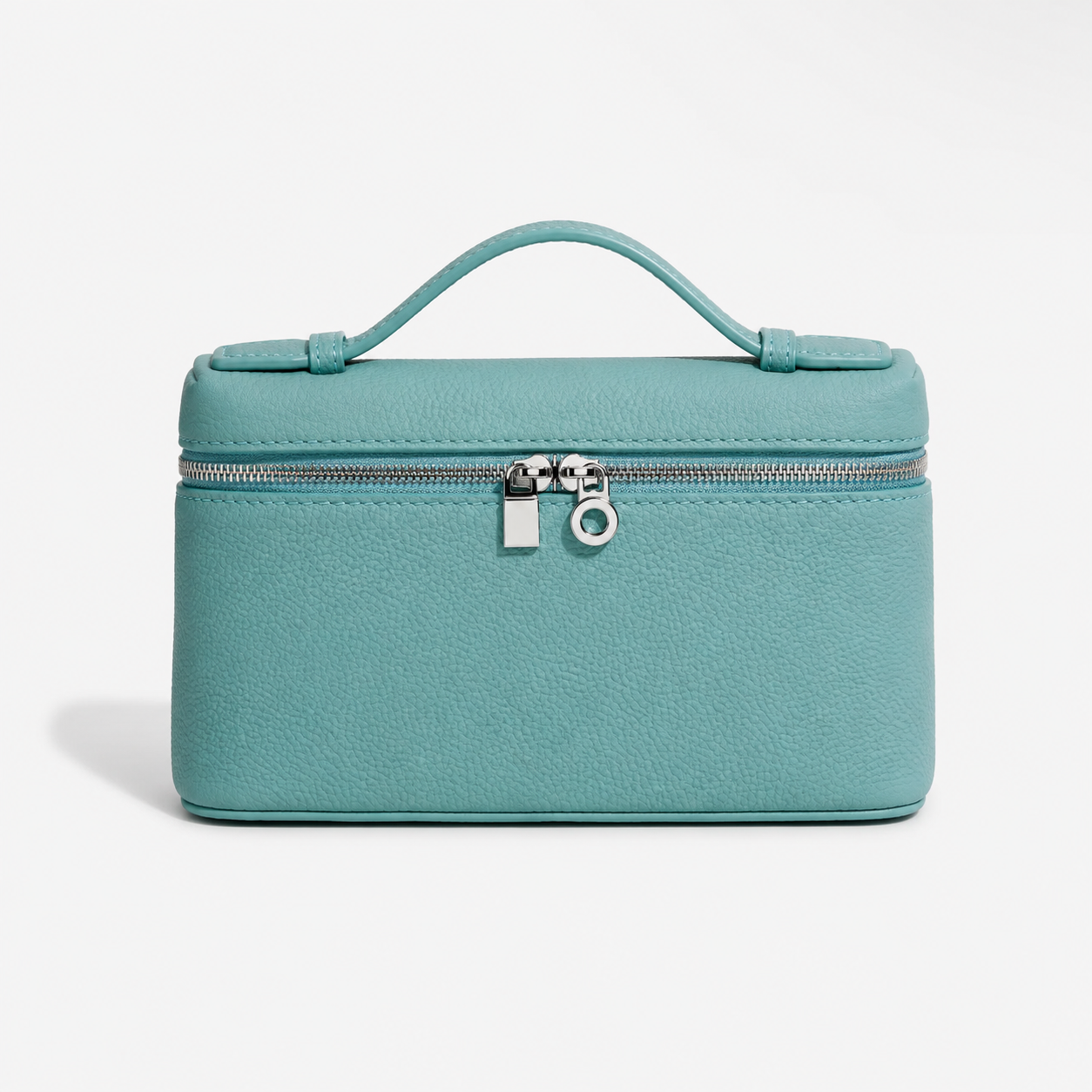 Sac ALMA LAGOON Lana Paris en cuir bleu turquoise, sans bandoulière, finitions argentées.