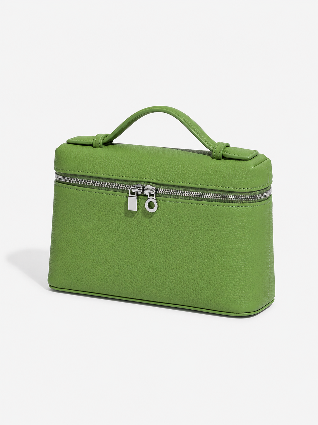 Sac ALMA Verde en cuir véritable vert - vue trois quarts - Lana Paris