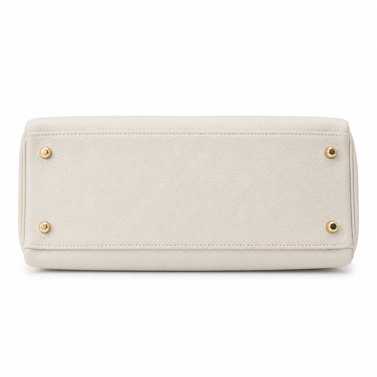 Sac en cuir ivoire ALYA Celeste vue dessous avec pieds métalliques - Lana Paris