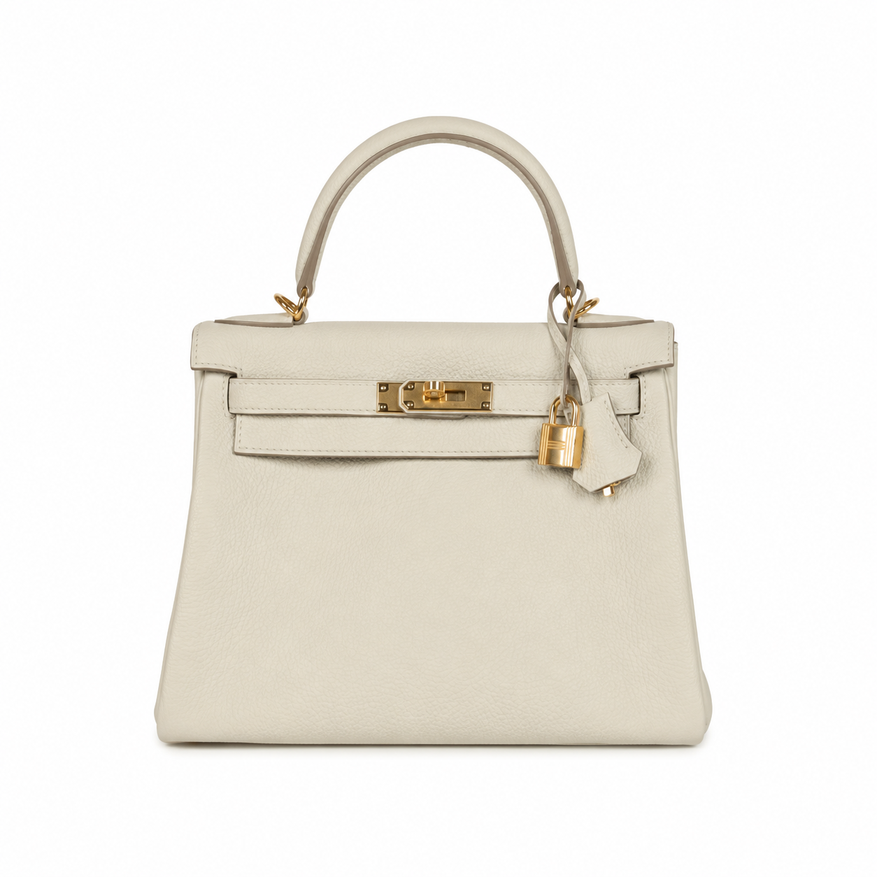 Sac en cuir ivoire ALYA Celeste vue de face avec finitions métalliques - Lana Paris