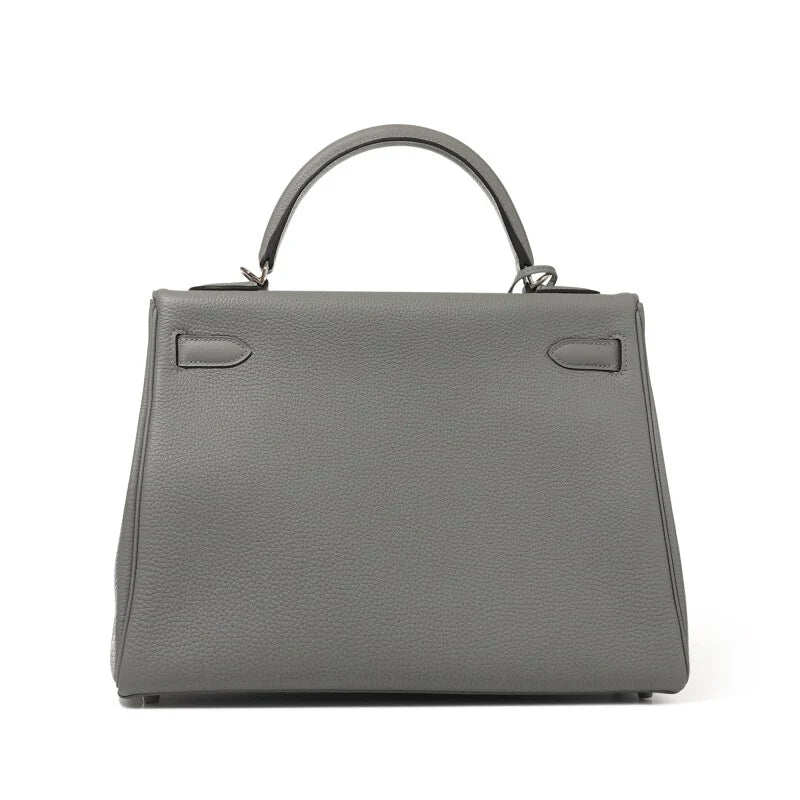 Sac ALYA Garda gris perle en cuir grainé avec finitions argent – Lana Paris