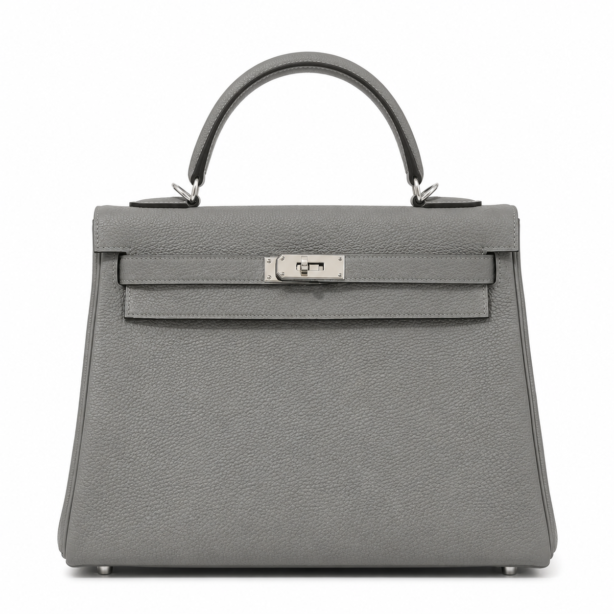 Sac ALYA Garda gris perle en cuir grainé avec finitions argent – Lana Paris