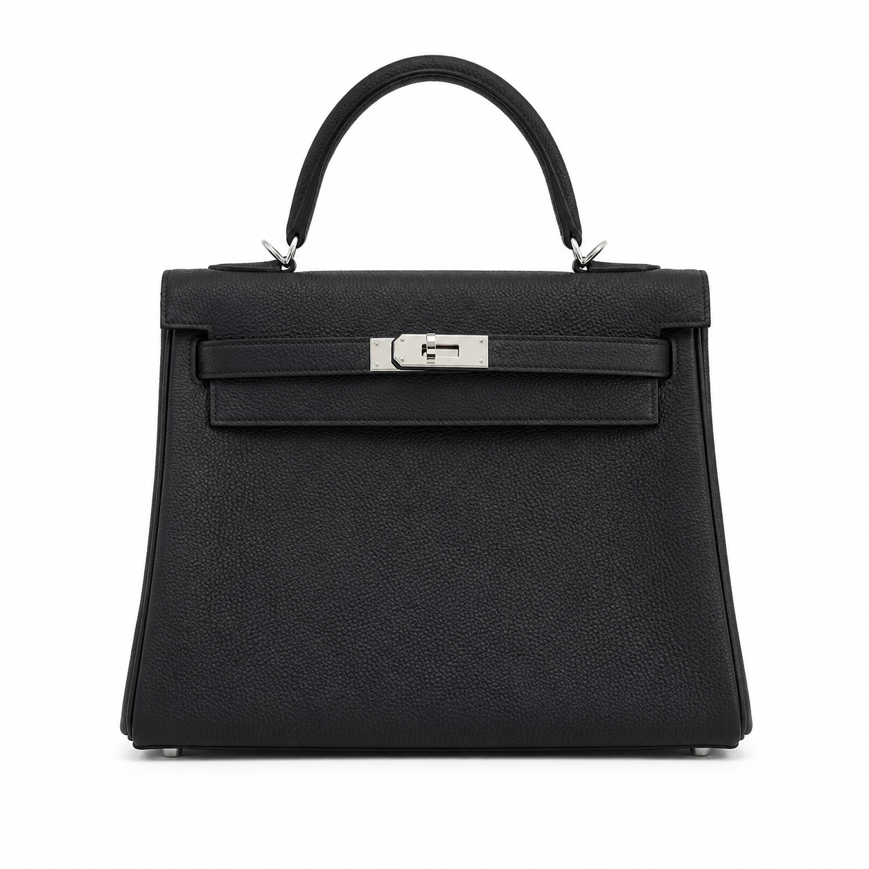 Sac en cuir noir ALYA Notte vue de face avec finitions métalliques - Lana Paris