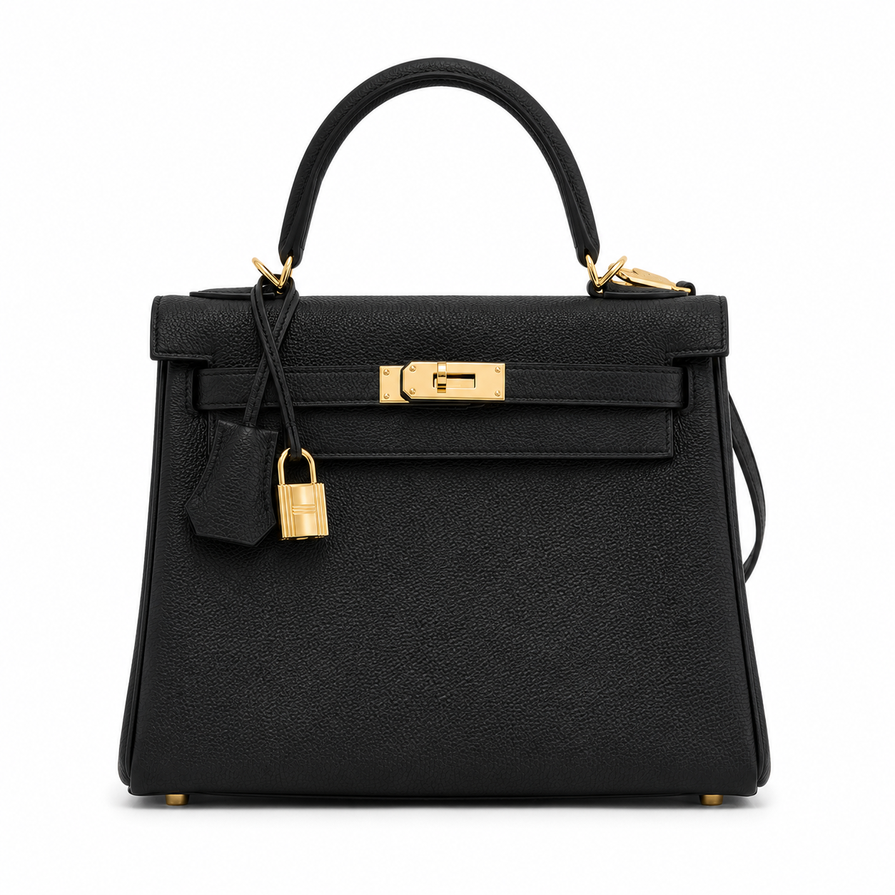 Sac en cuir noir ALYA Notte vue de face avec finitions doree - Lana Paris