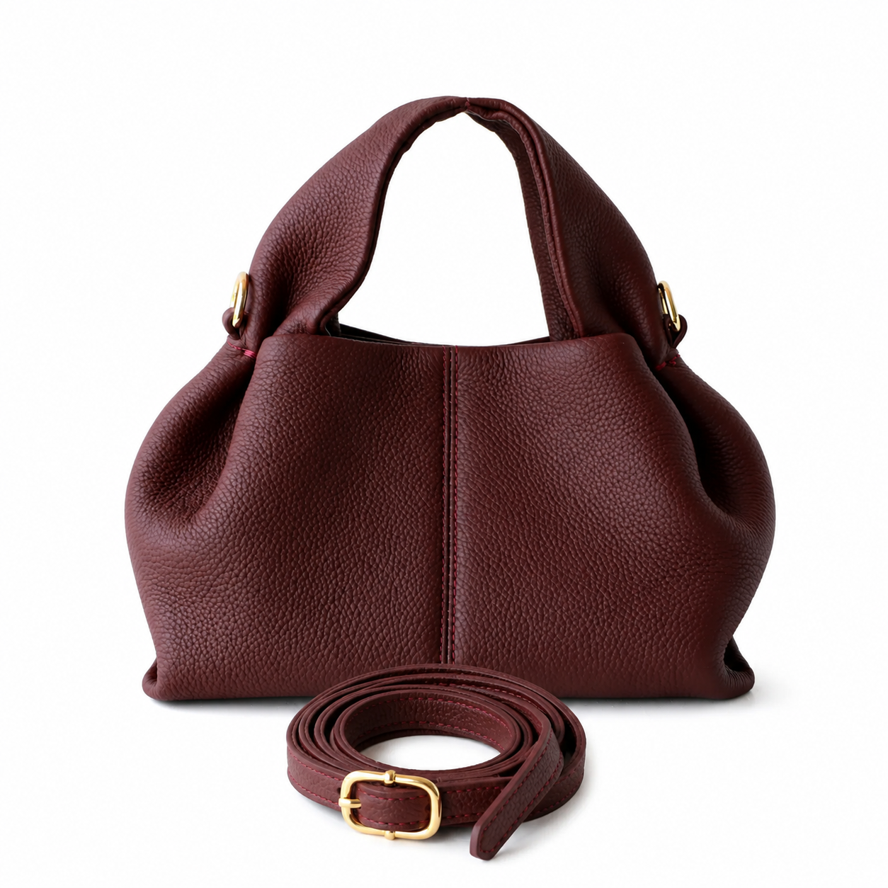 Sac à main femme bordeaux cherry Louisa Marie en cuir véritable au design chic – Lana Paris