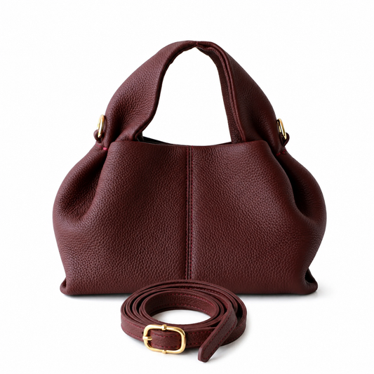 Sac à main femme bordeaux cherry Louisa Marie en cuir véritable au design chic – Lana Paris