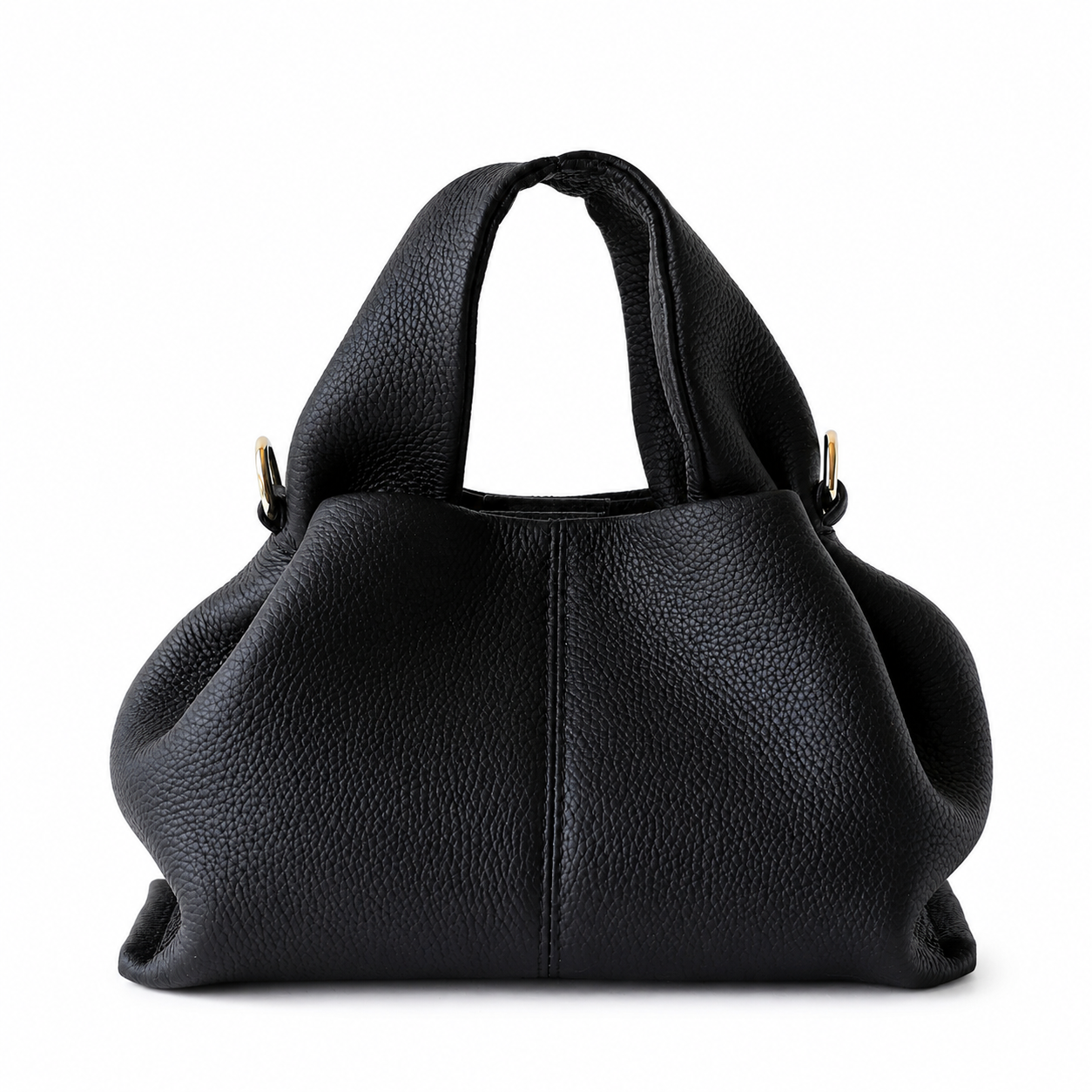 Sac à main femme noir Louisa Marie en cuir véritable avec finitions dorées élégantes – Lana Paris