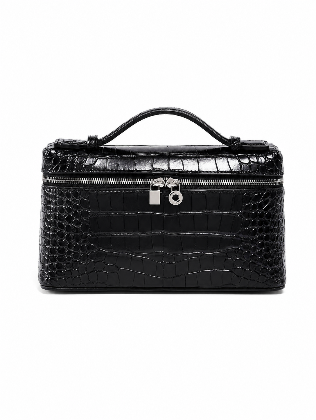 Sac vanity noir effet croco femme ALMA OBSIDIAN Lana Paris