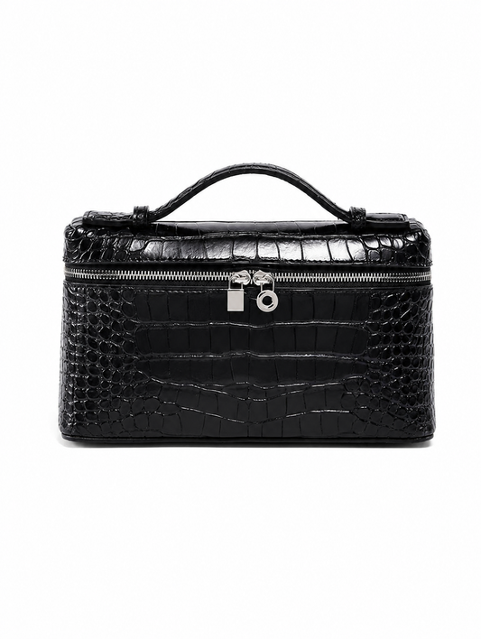 Sac vanity noir effet croco femme ALMA OBSIDIAN Lana Paris