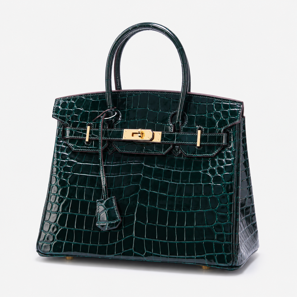Sac VERA BOSCO vert forêt Python vue trois quarts – LANA PARIS