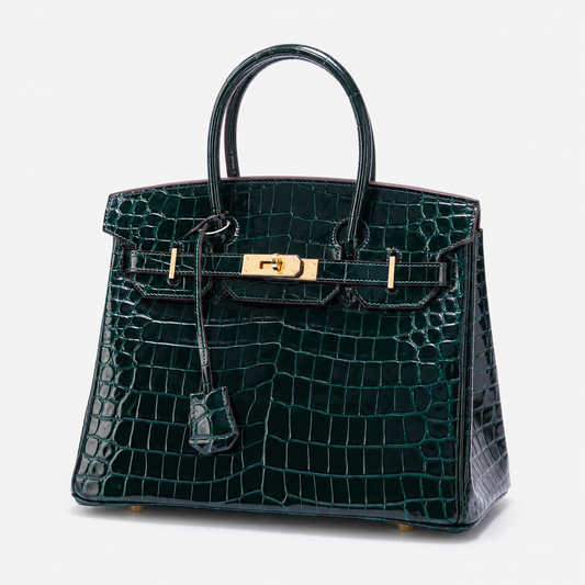 Sac VERA BOSCO vert forêt Python vue trois quarts – LANA PARIS