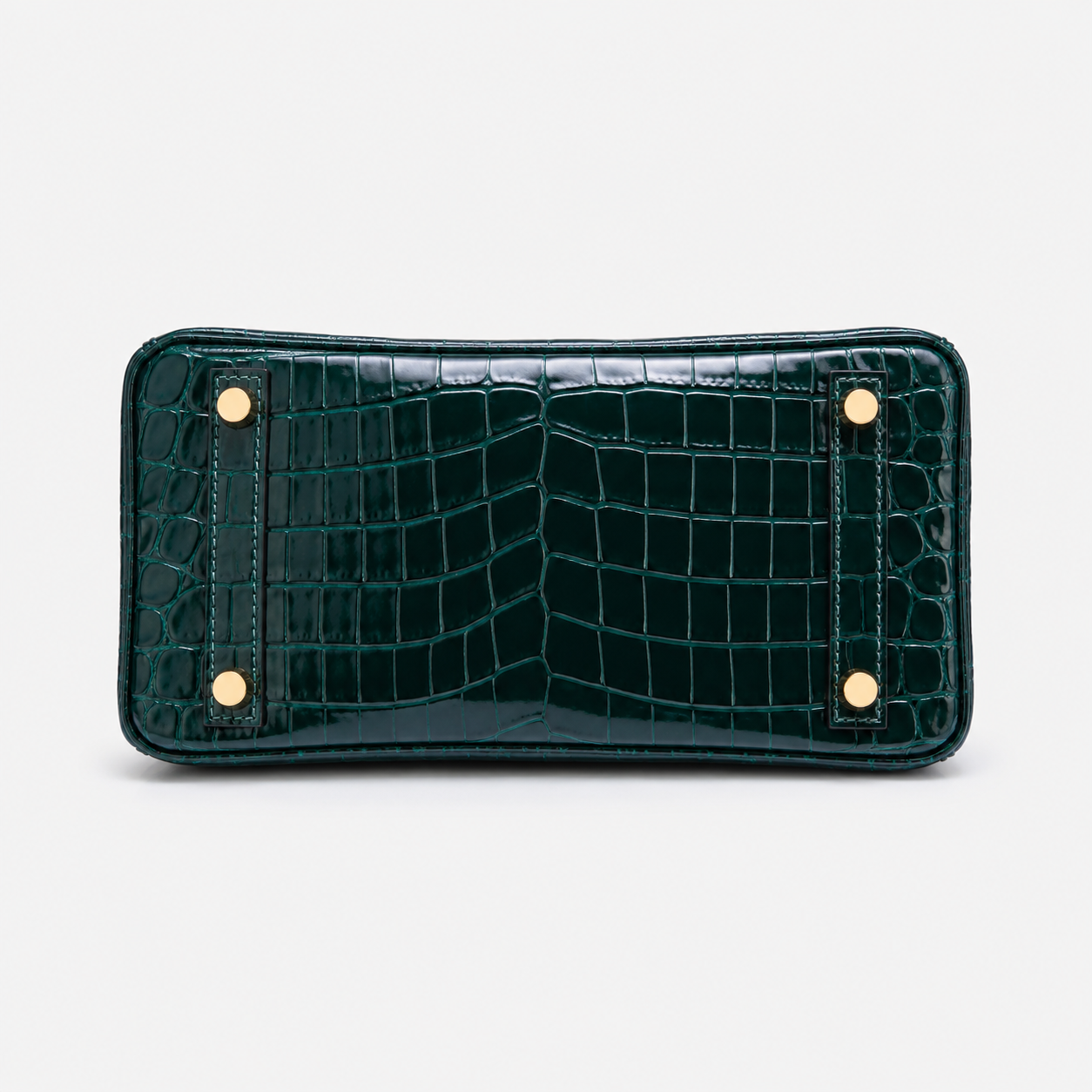 Dessous du sac VERA BOSCO vert forêt Python avec pieds dorés – LANA PARIS