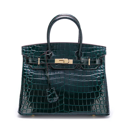 Sac VERA BOSCO vert forêt Python en cuir véritable – LANA PARIS