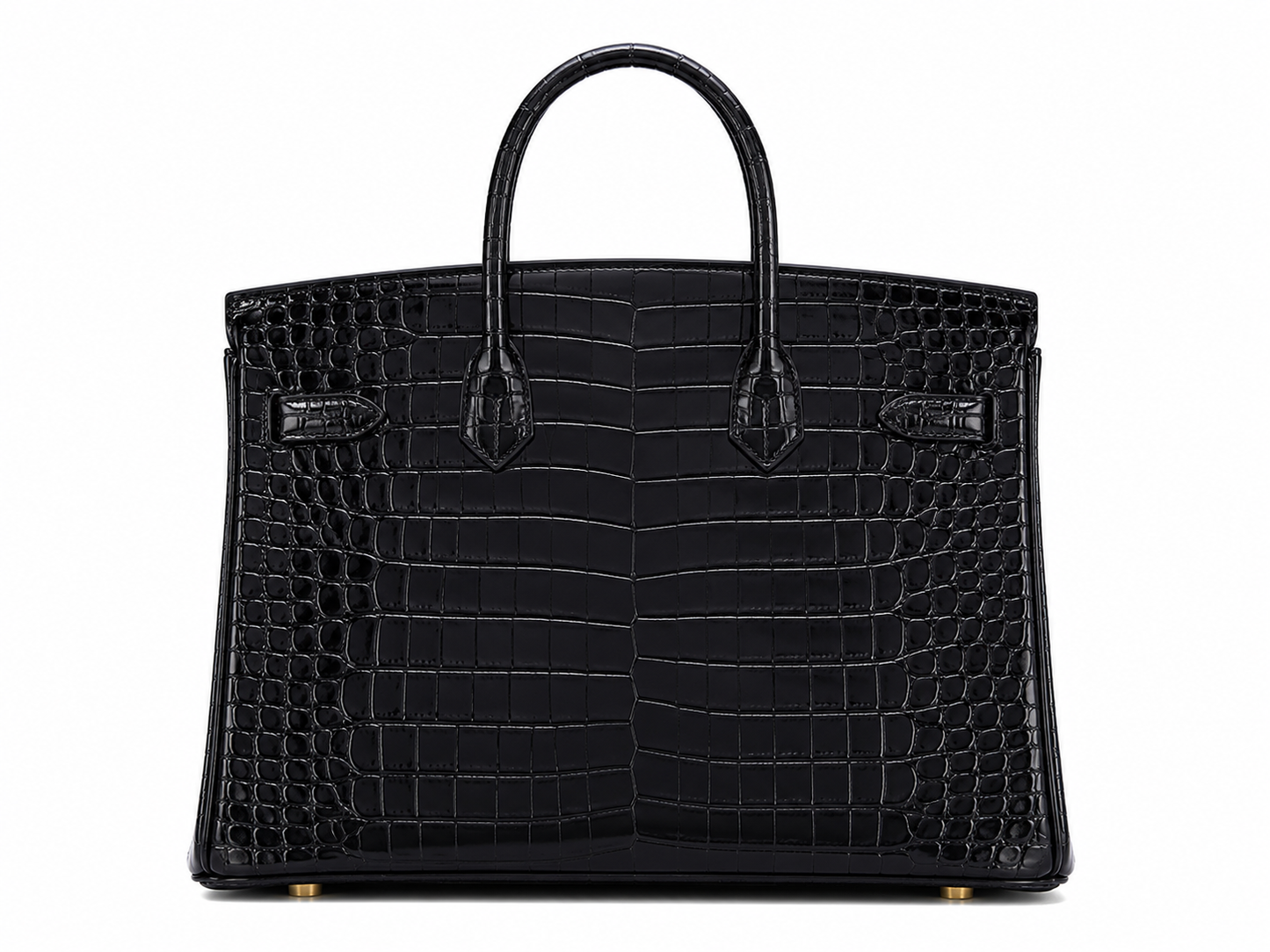 Sac VÉRA Como coloris Onyx en finition croco noir brillant avec détails dorés – Lana Paris