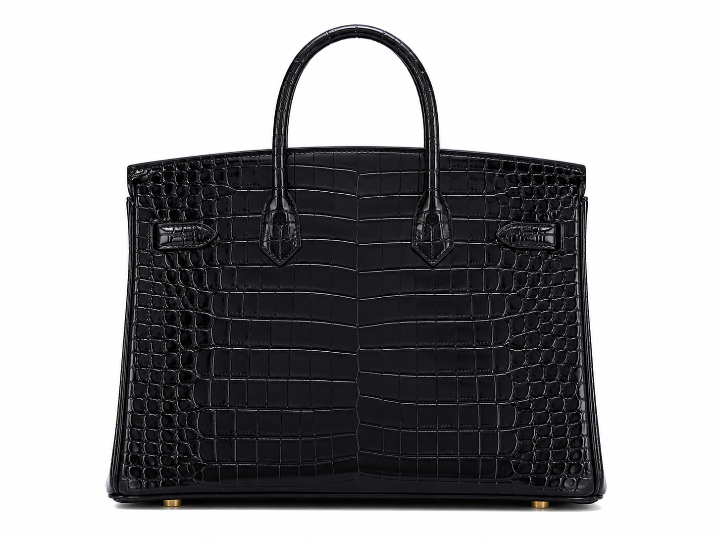 Sac VÉRA Como coloris Onyx en finition croco noir brillant avec détails dorés – Lana Paris