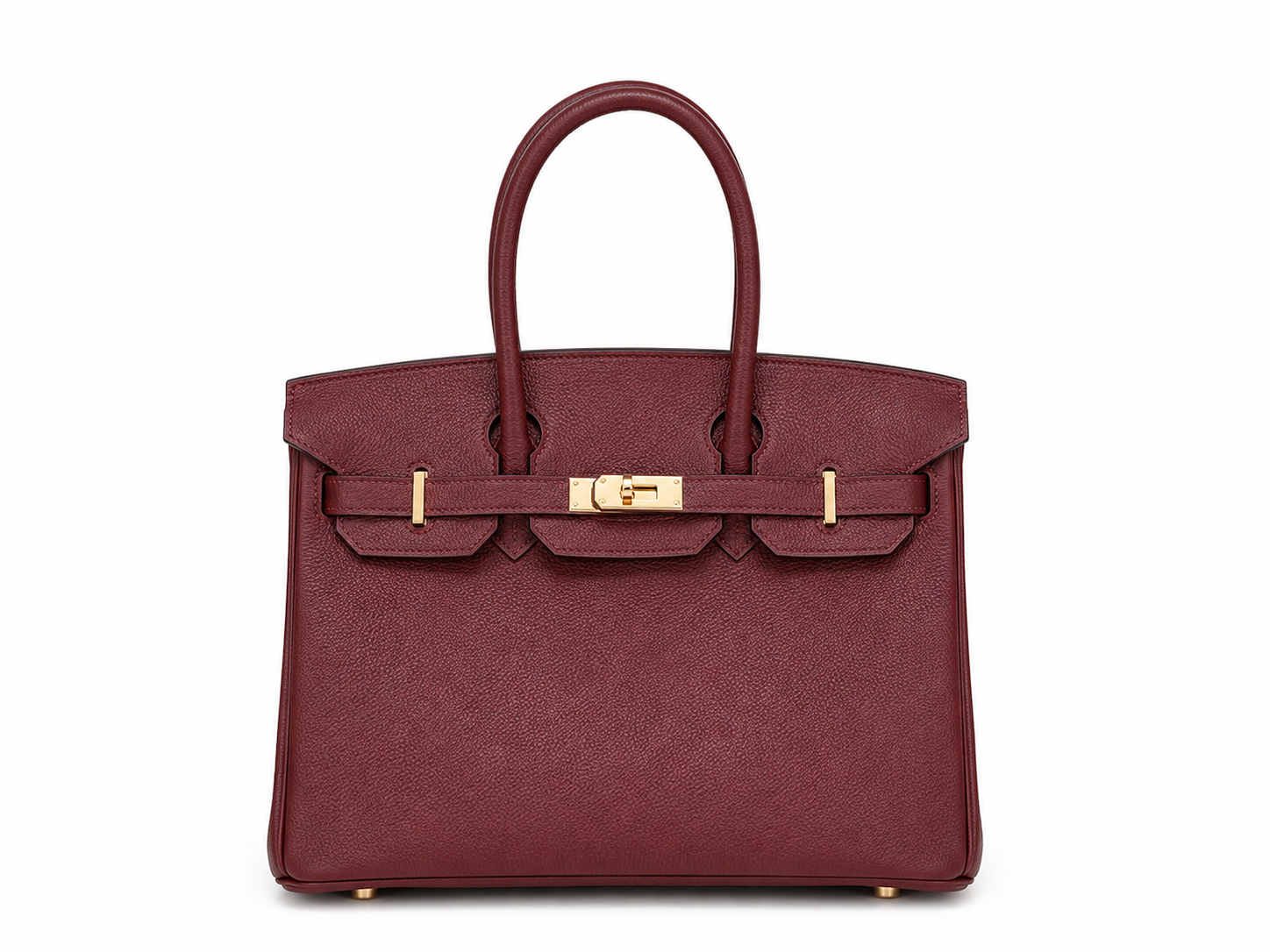 Sac à main VÉRA FIRENZE bordeaux en cuir grainé avec finitions dorées – Lana Paris