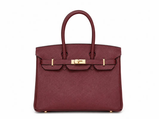 Sac à main VÉRA FIRENZE bordeaux en cuir grainé avec finitions dorées – Lana Paris