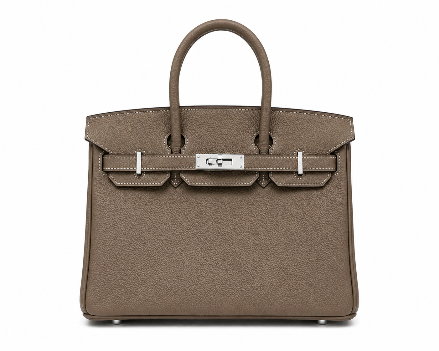 Sac VÉRA Toscana orange en cuir grainé avec finitions argentées sur fond blanc – Lana Paris