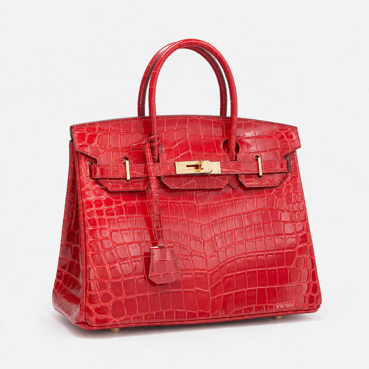 Sac VERA RUBINO rouge Python vue trois quarts – LANA PARIS