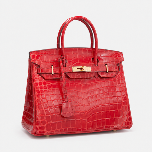 Sac VERA RUBINO rouge Python vue trois quarts – LANA PARIS