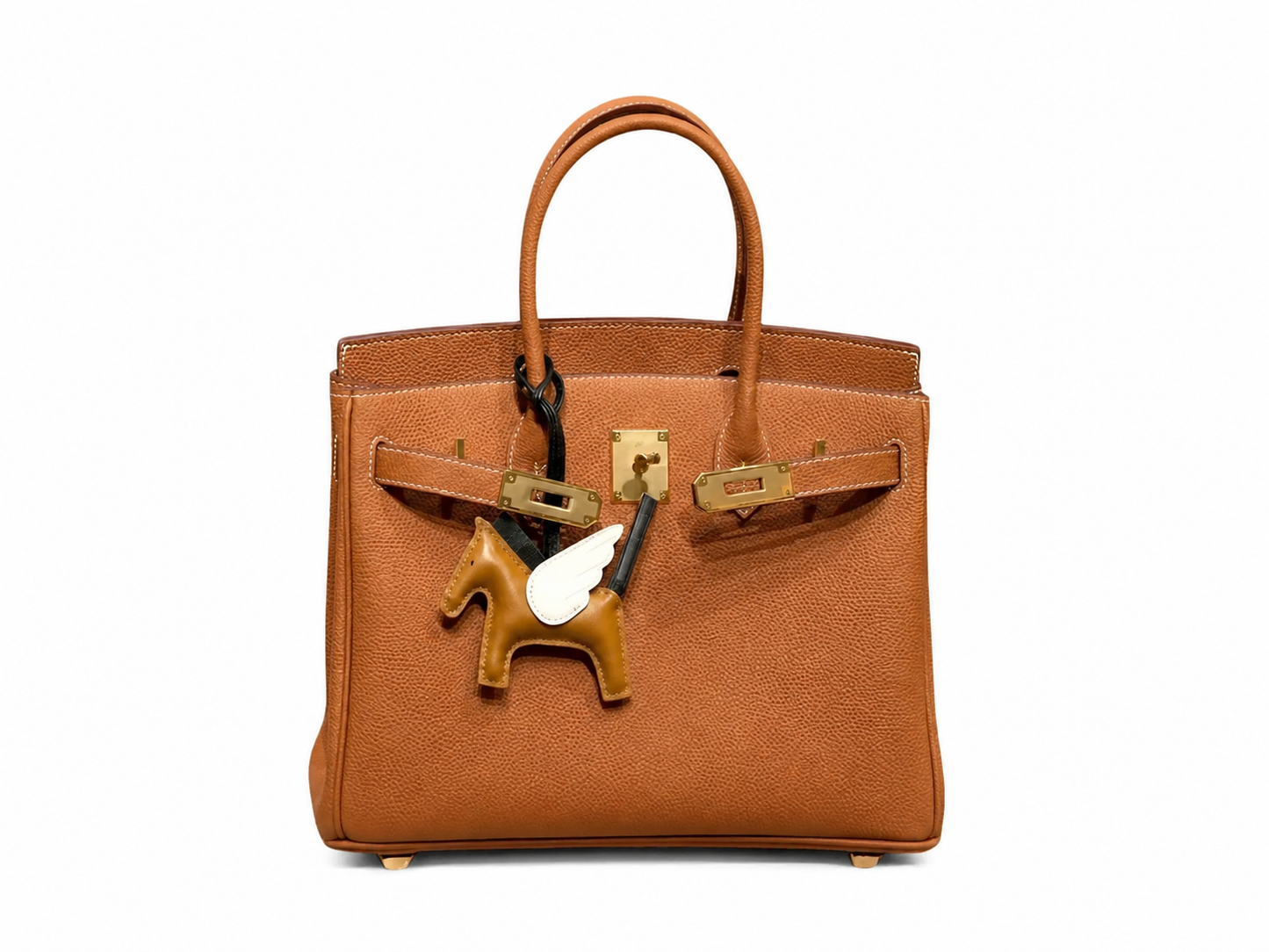Sac VÉRA SIENNA camel en cuir grainé avec finitions argentées – Lana Paris