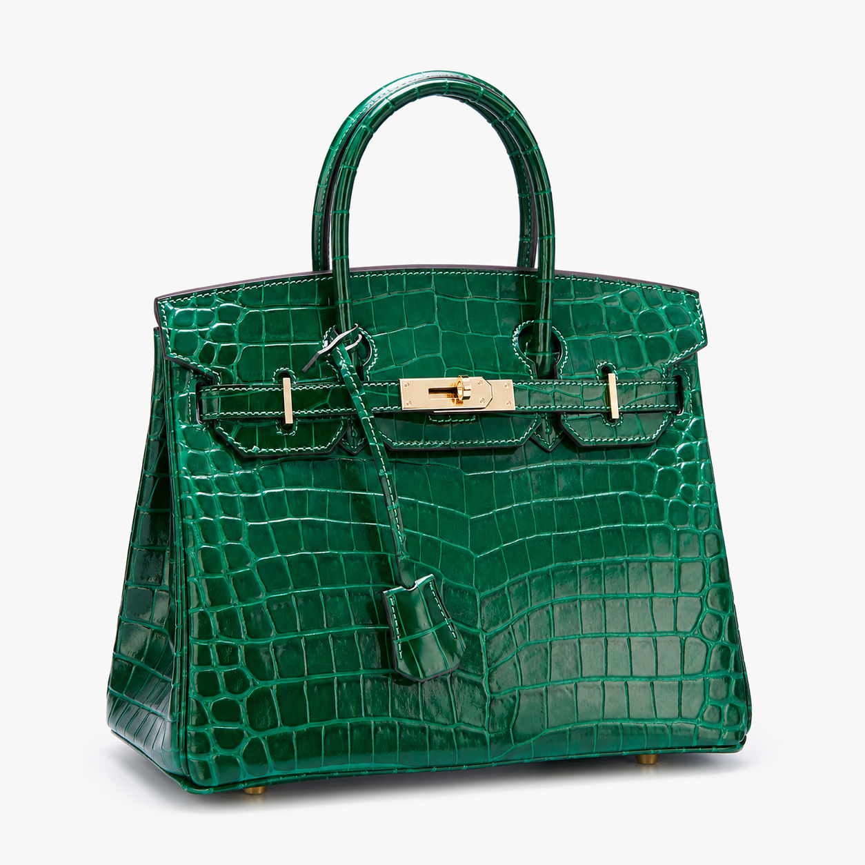 Sac à main vert bouteille finition Python VERA SMERALDO