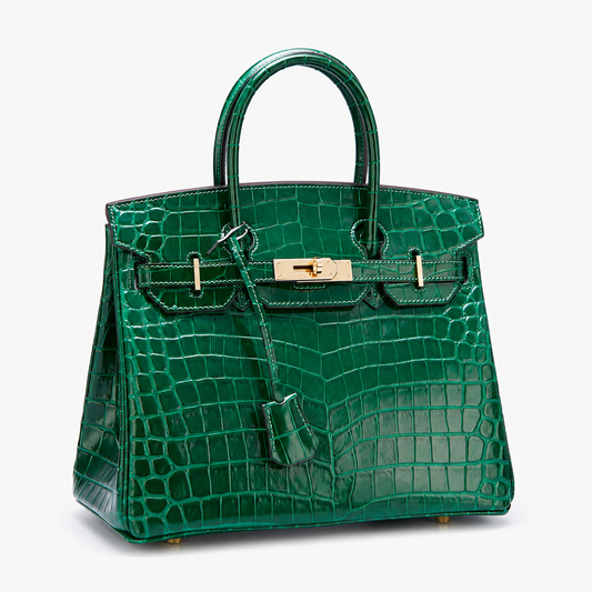 Sac à main vert bouteille finition Python VERA SMERALDO