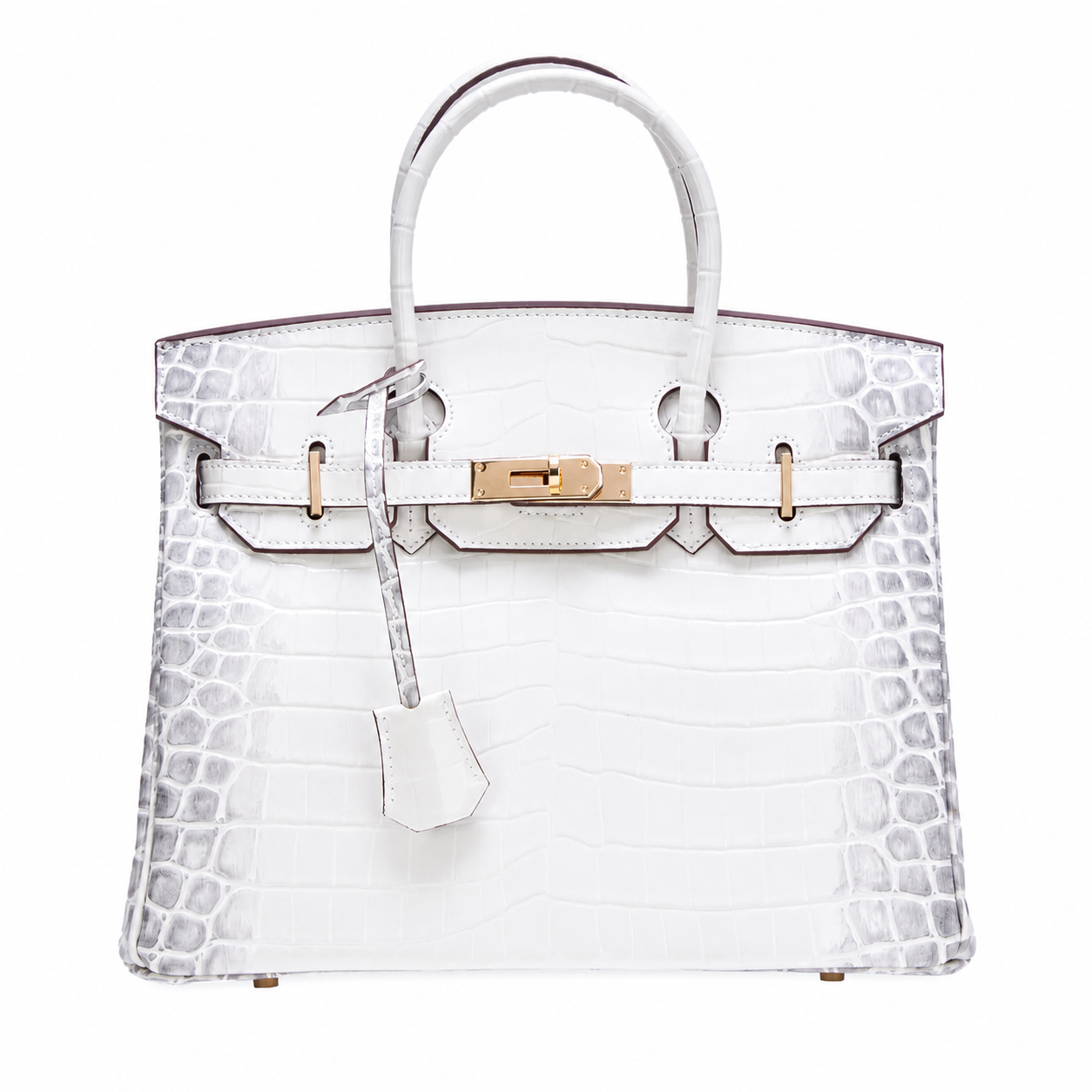 Sac VÉRA Venezia coloris Perle en finition croco blanc avec détails dorés – Lana Paris